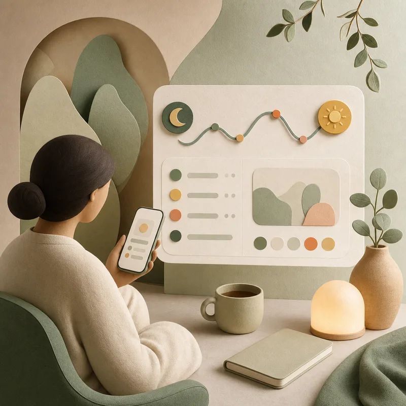 An abstract tracker interface visualized with paper cutouts